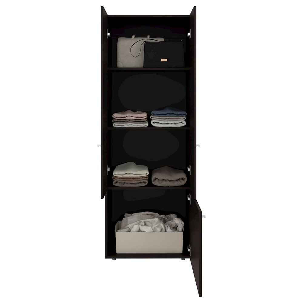 3-Door Wardrobe Cabinet 4 Shelves–Freestanding Storage Armoire, Stained Walnut. Picture 4