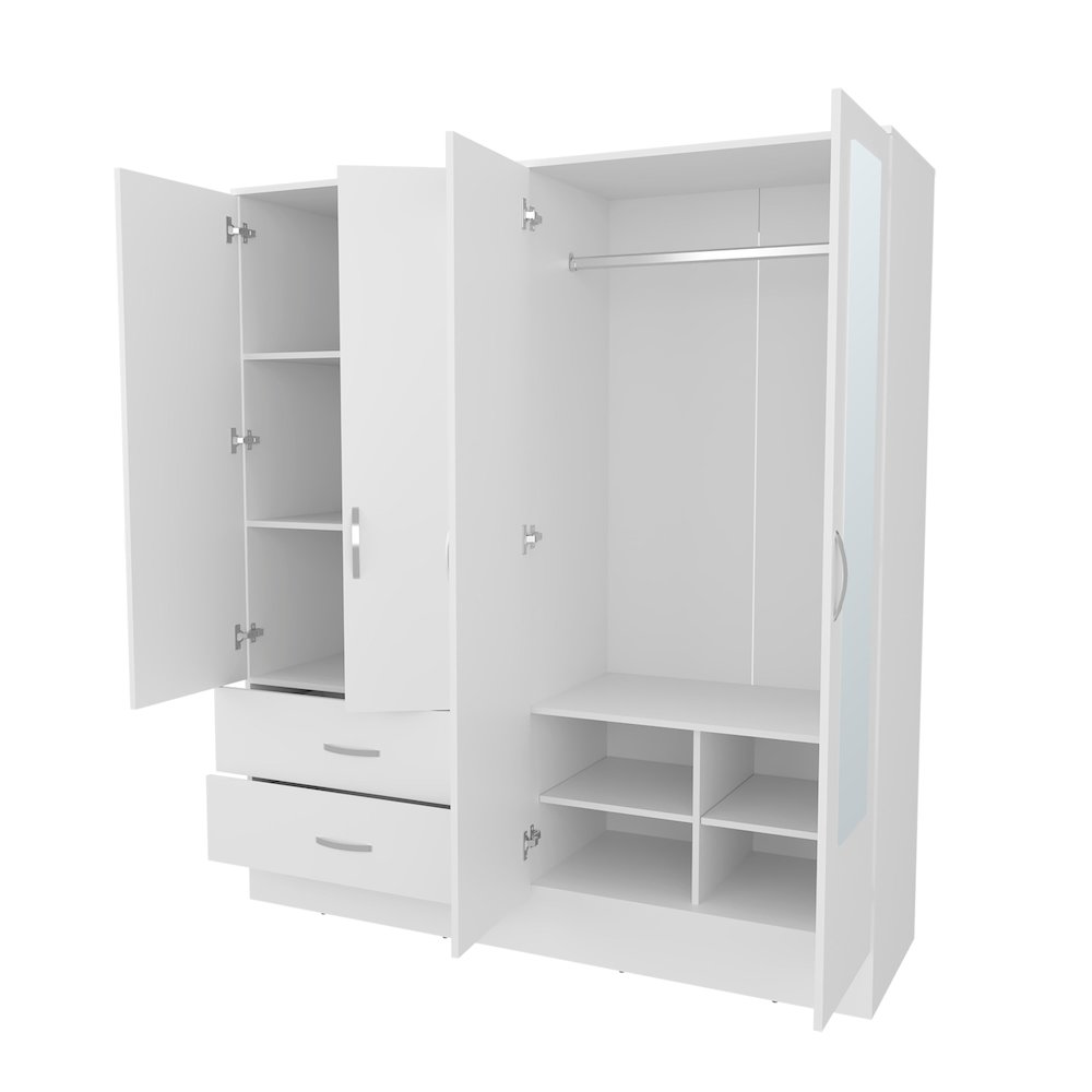 Hilda Wardrobe Multistorage with Two Mirrors, White. Picture 3
