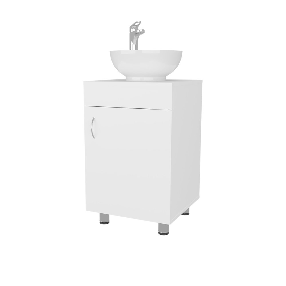 Loli Bathroom Vanity with Integrated Sink and Faucet, White. Picture 5