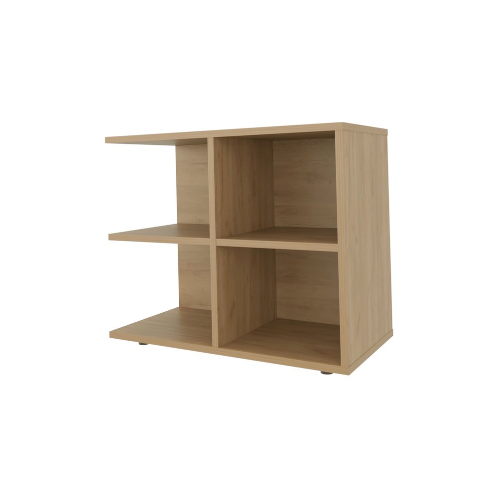 Angus Side Table with Open Storage and 4 Shelves, Natural Oak. Picture 4