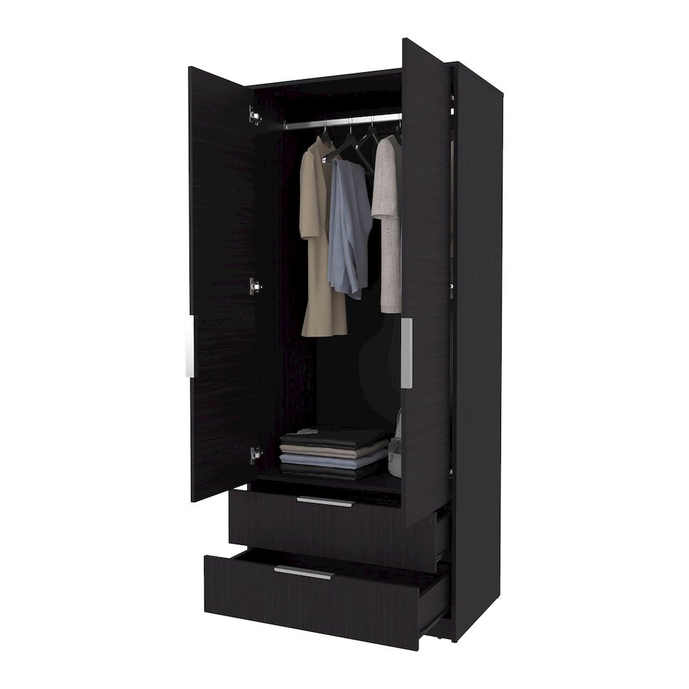 Forest 2 Door Wardrobe with Hanging Rod and 2 Drawers, Wengue. Picture 5