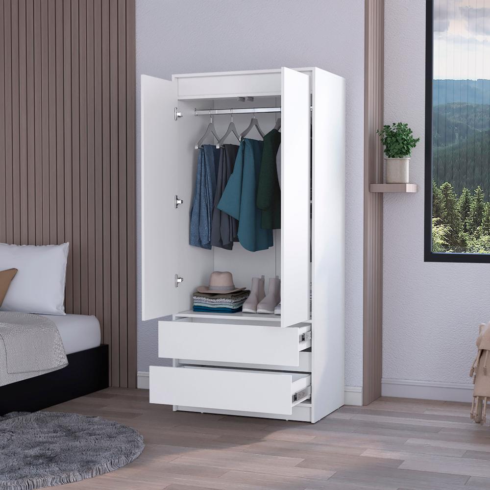 Avra 2 Drawers Armoire, 2-Door, Hanging Rod. Picture 5