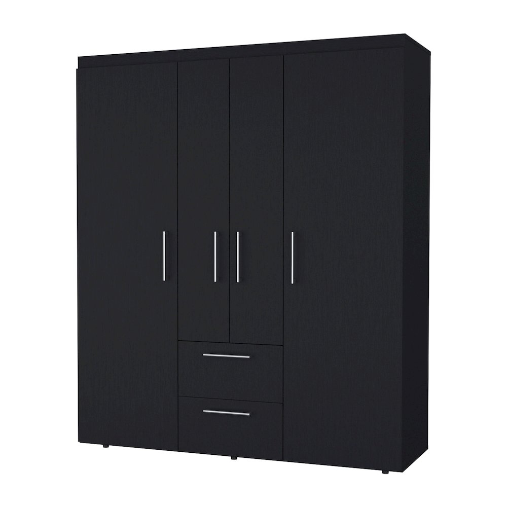 Boyden Wardrobe, All-in-One 2-Door Armoire with Central Storage ,Wenge. Picture 1