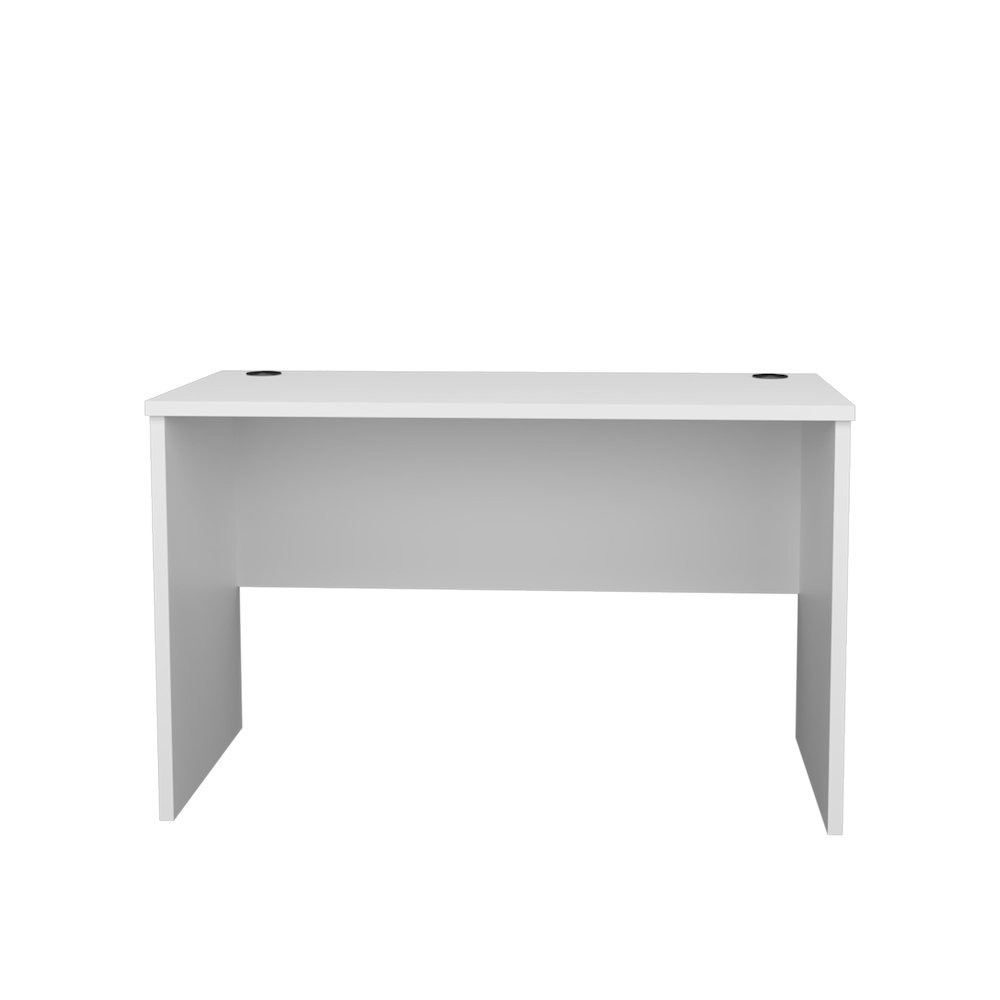 Rough Rock Minimalist Home Office Work Desk with Cable Management , White. Picture 1