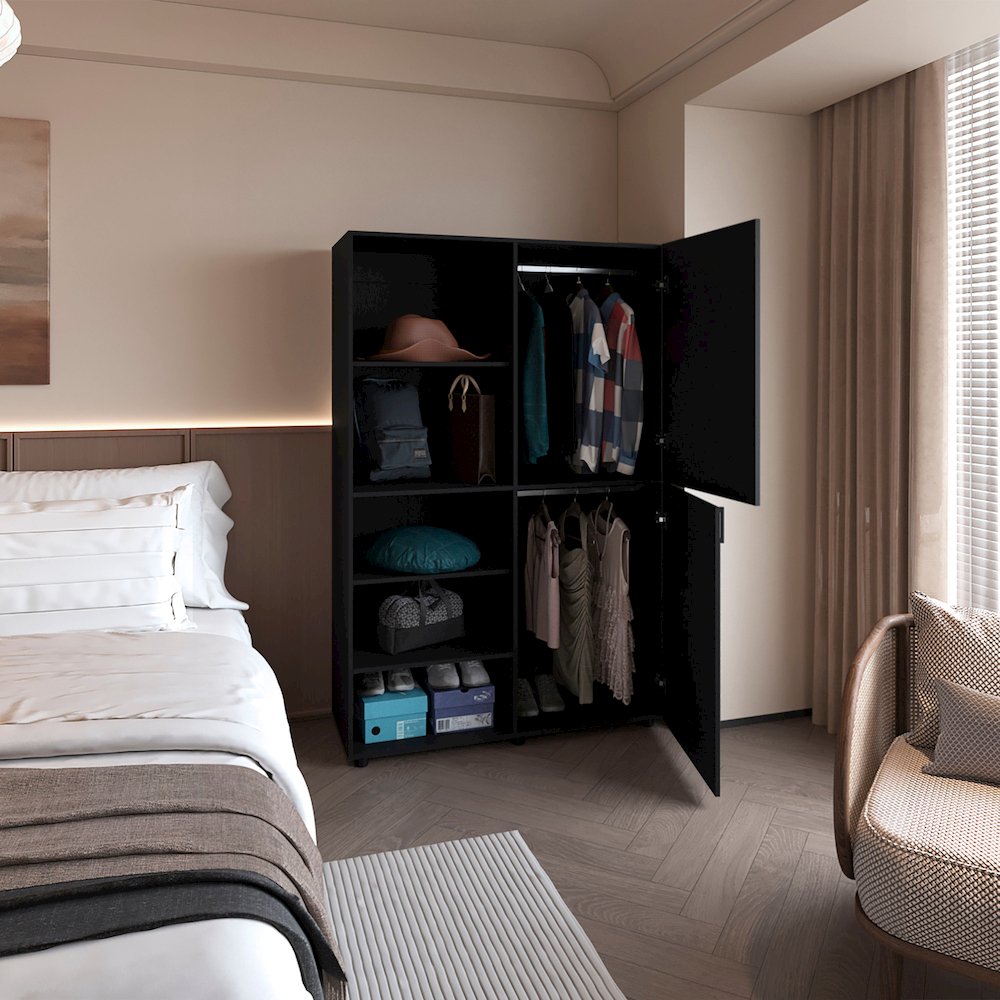 Ollie 2-Door Wardrobe with Open Storage,Wengue. Picture 8