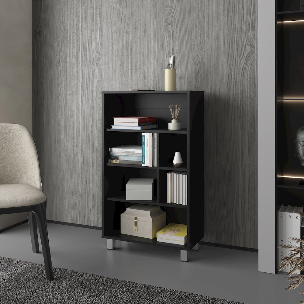 Charco Bookcase in Melamine with Six  Shelves, Wenge. Picture 7