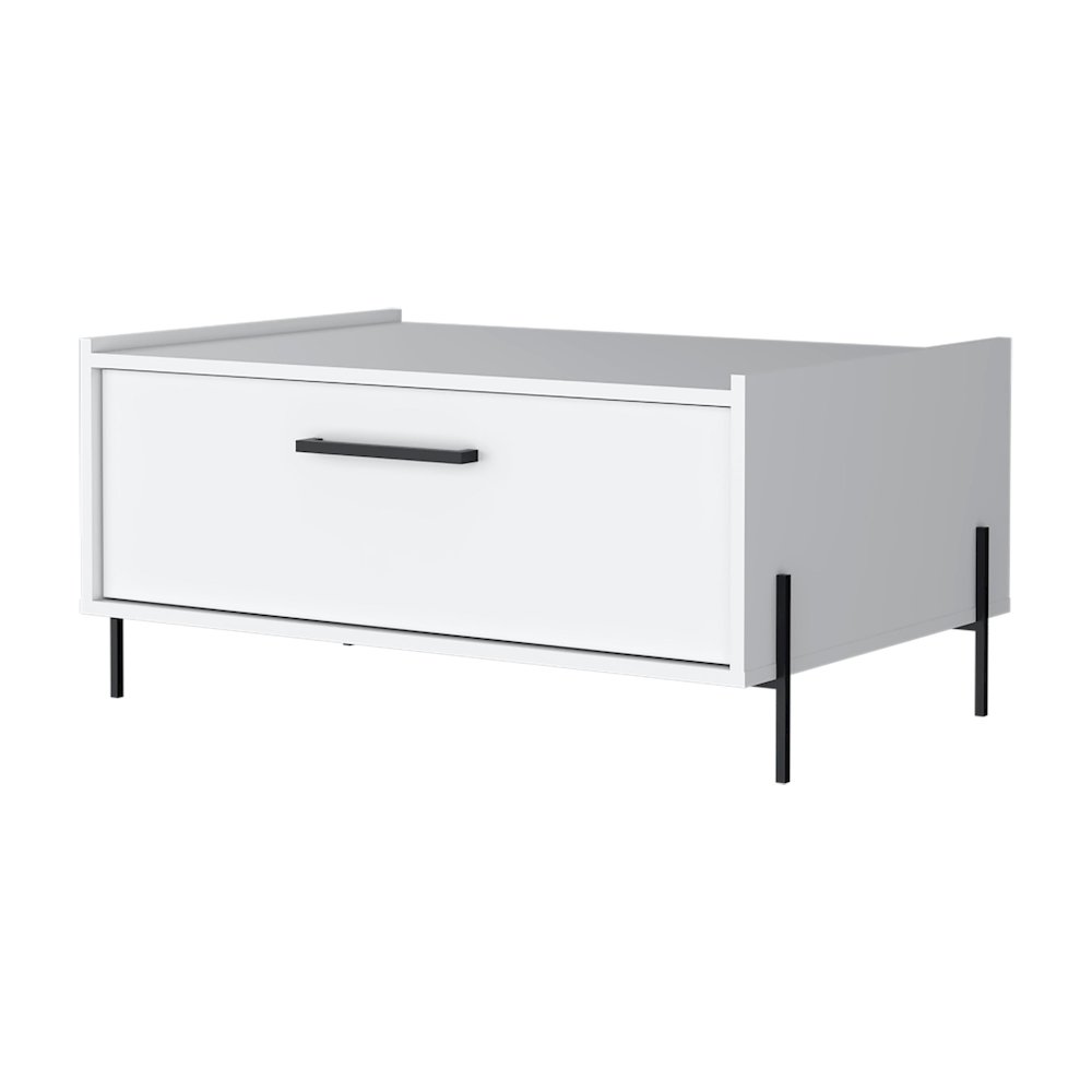 Glendale Coffee Table with Flip-Down Door in Melamine, White. Picture 1