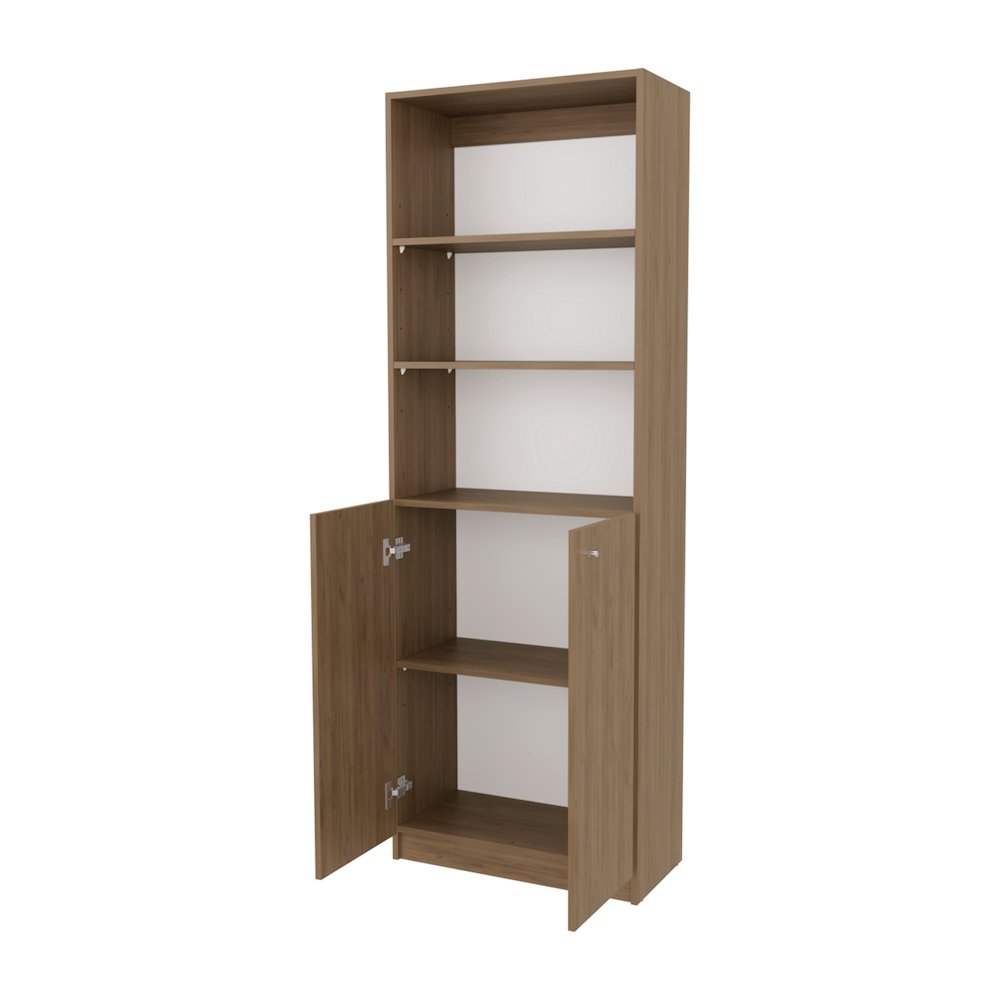 Beyerville Bookcase with Open Storage and 2 Doors, Natural Oak and White. Picture 6