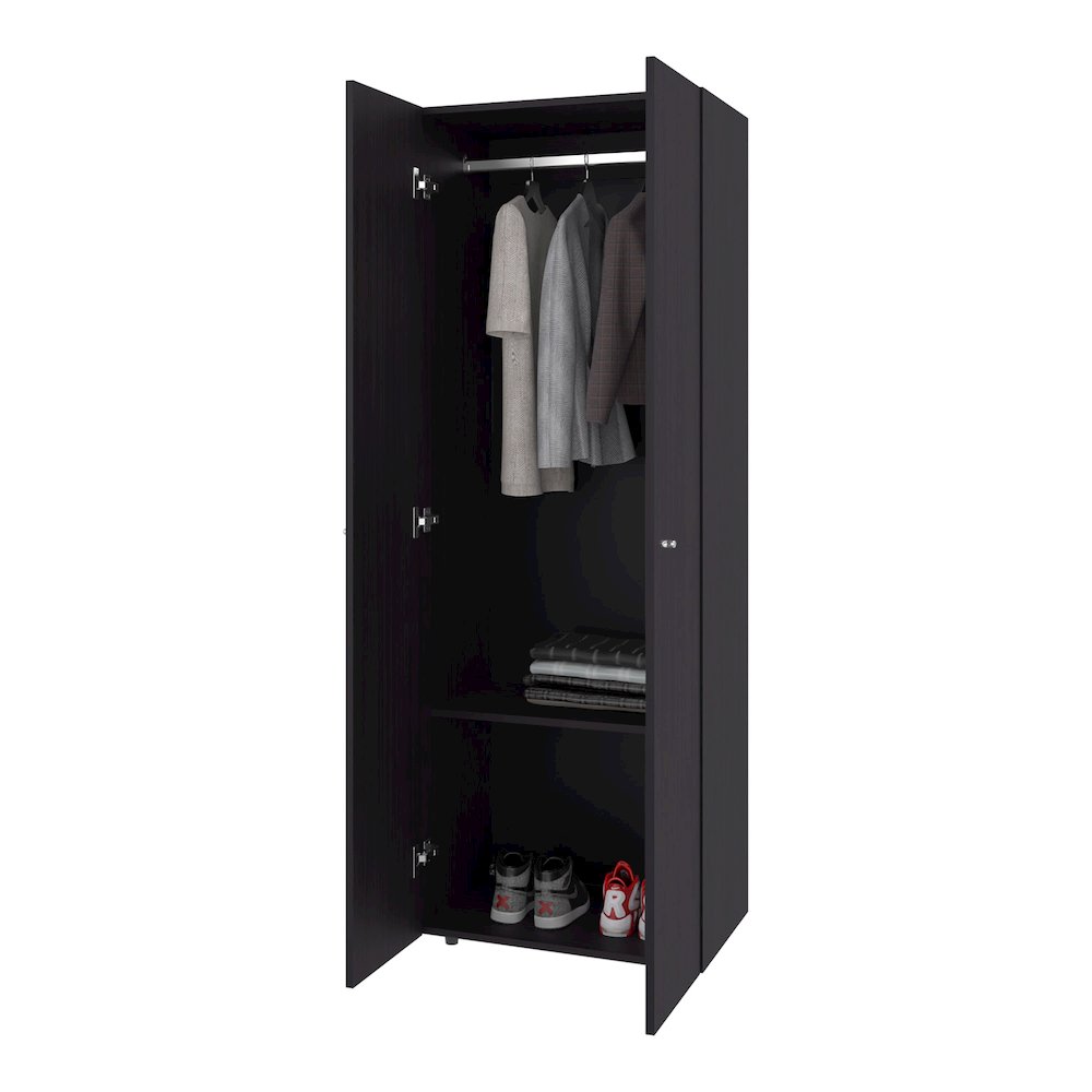 Basin  2-Door Tall Wardrobe Cabinet 66.9"H,  Bedroom, Wenge. Picture 4