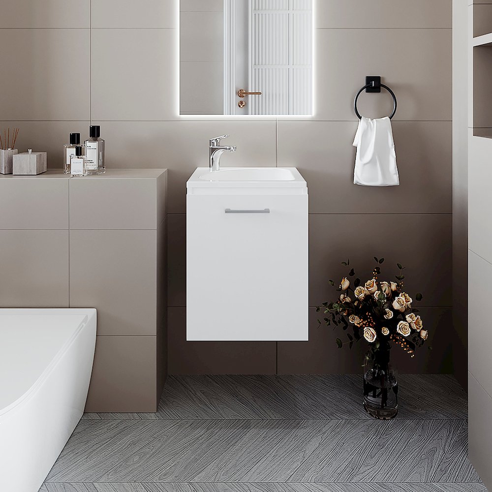 Haigleer Creek Bathroom Vanity with Integrated Sink and Faucet, White. Picture 4