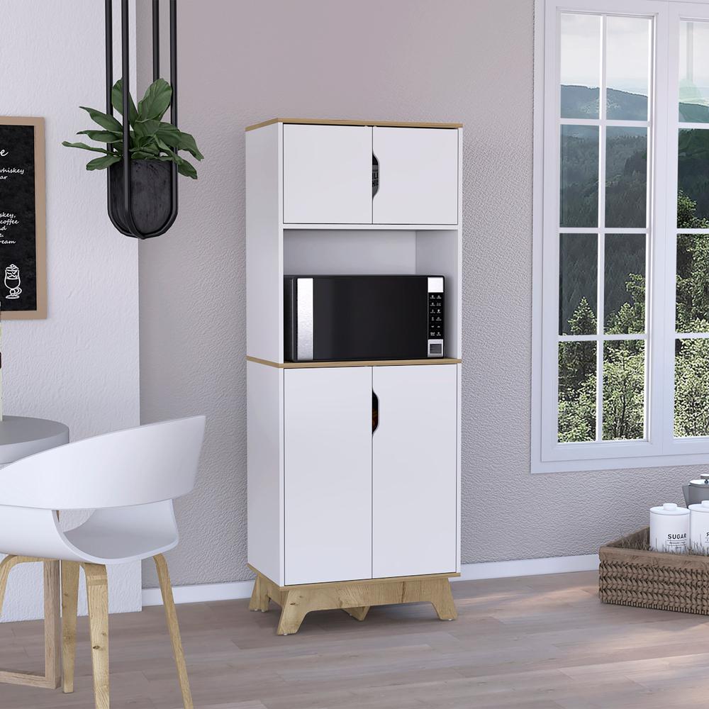 Brussel Microwave Pantry Cabinet, Top Double Door Cabinet, Countertop Surface. Picture 4