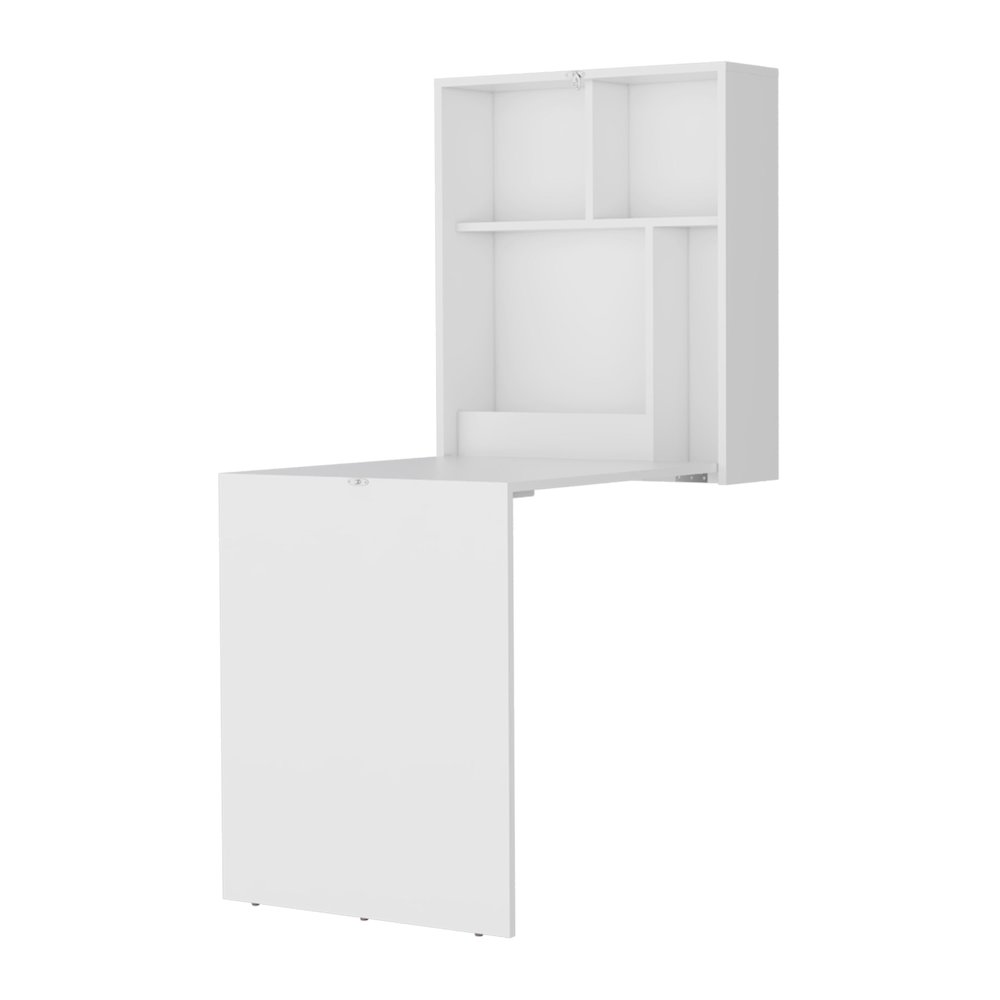 Aguila Wall-Mounted Drop-Leaf Table, White. Picture 6