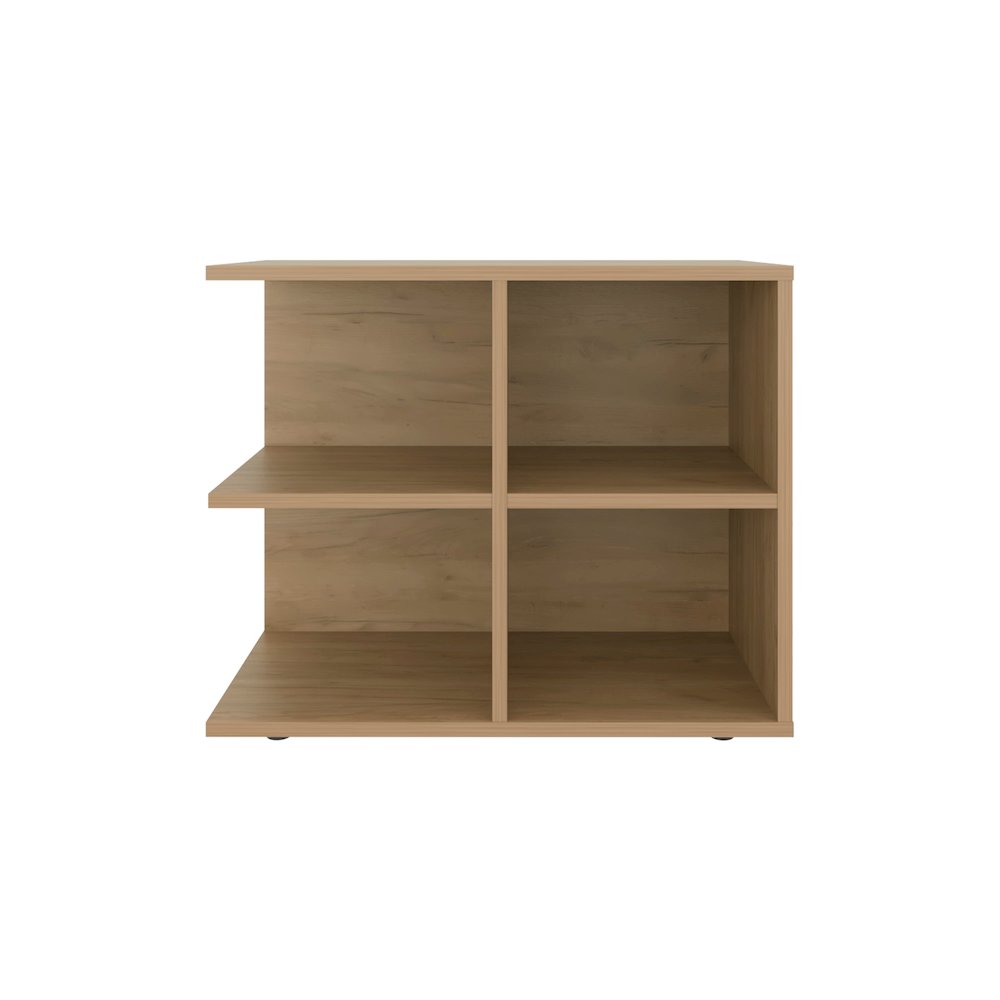 Angus Side Table with Open Storage and 4 Shelves, Natural Oak. Picture 1
