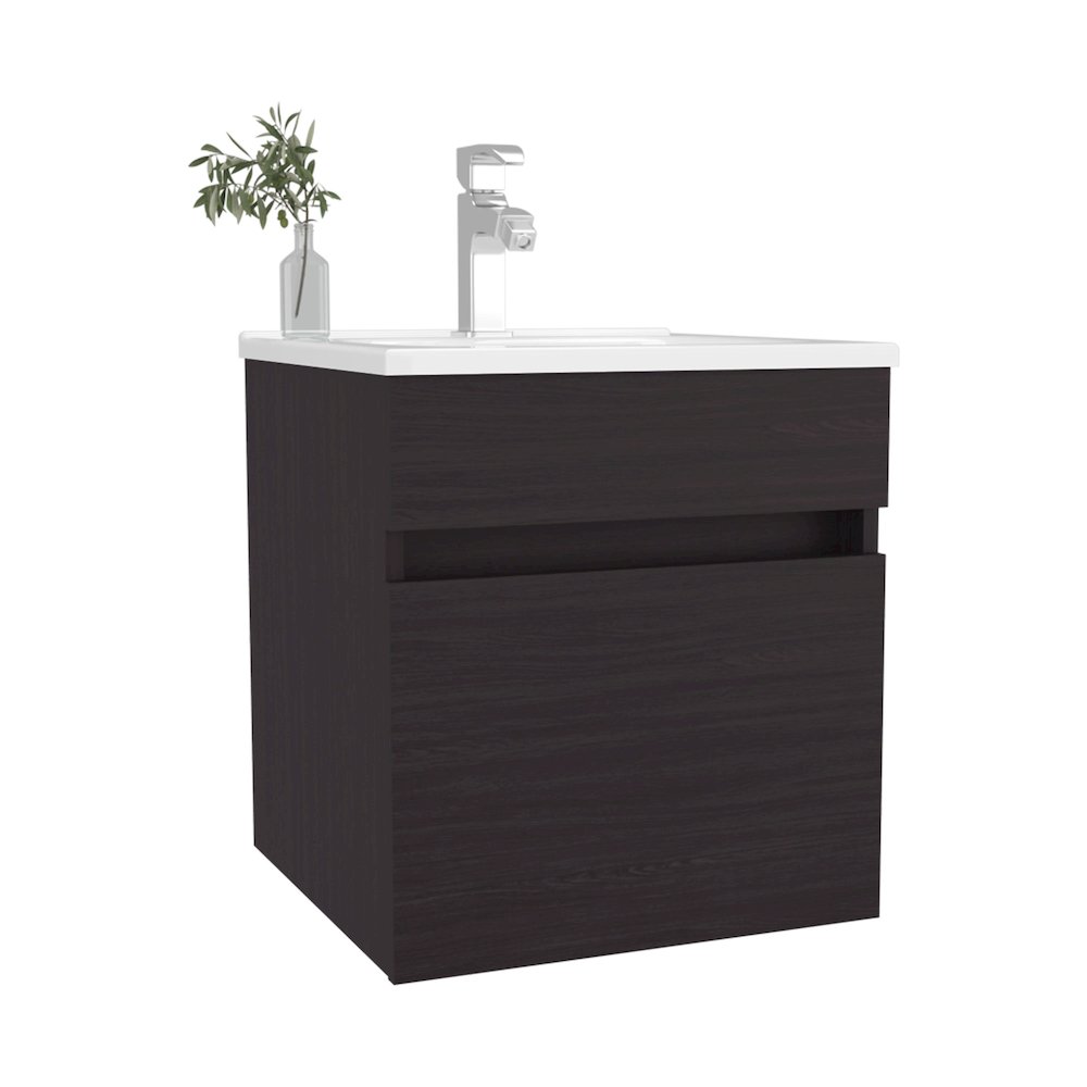 Belle Bathroom Floating Vanity with Sink, 1 Door, Wengue. Picture 5