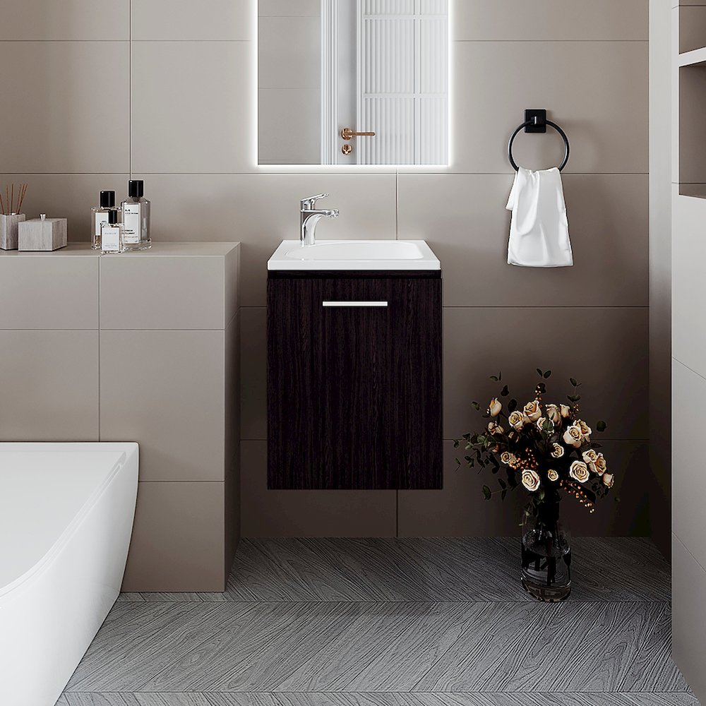Haigleer Creek Bathroom Vanity with Integrated Sink and Faucet, Wengue. Picture 4