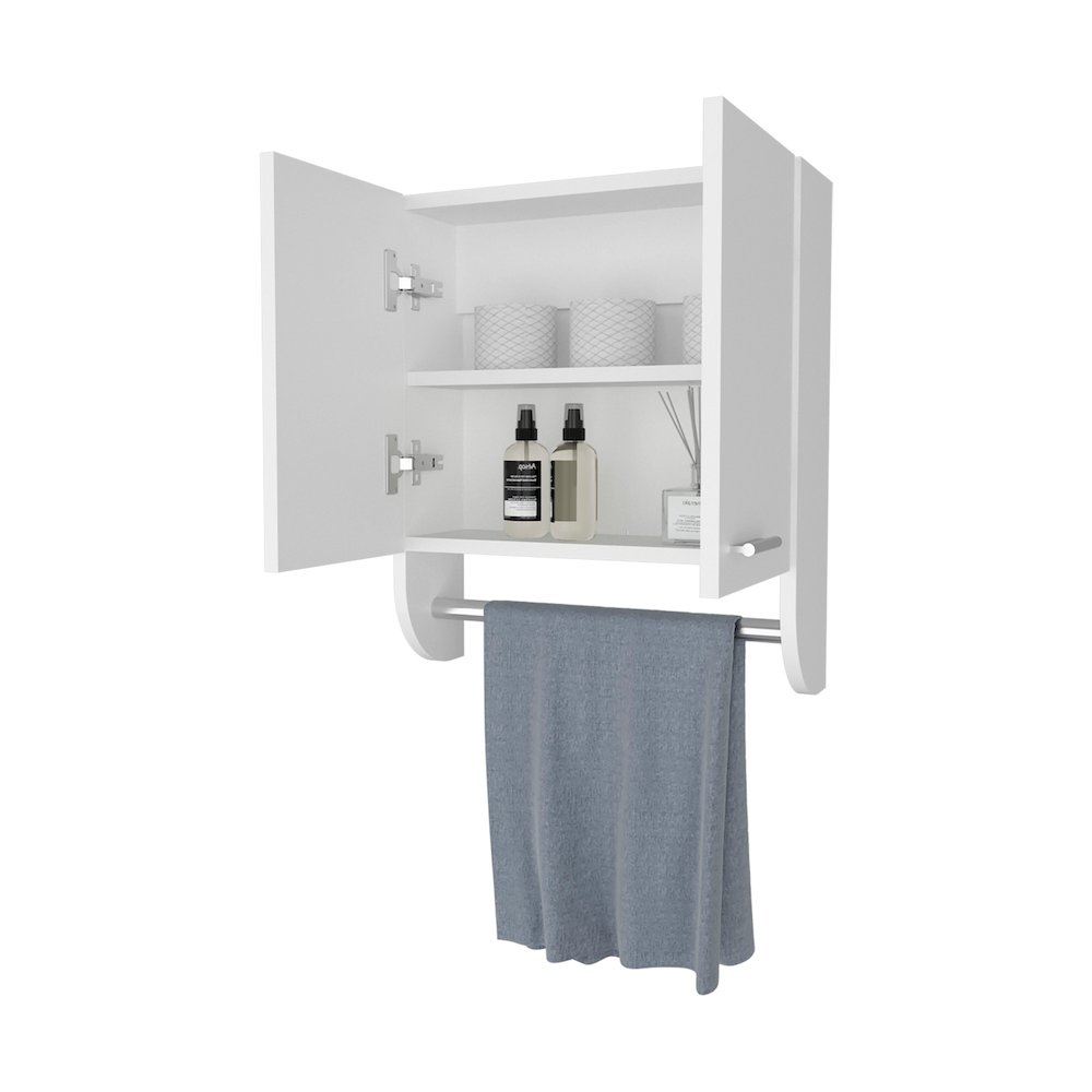 Goodyear Medicine Cabinet in Melamine With a Towel Bar, White. Picture 4