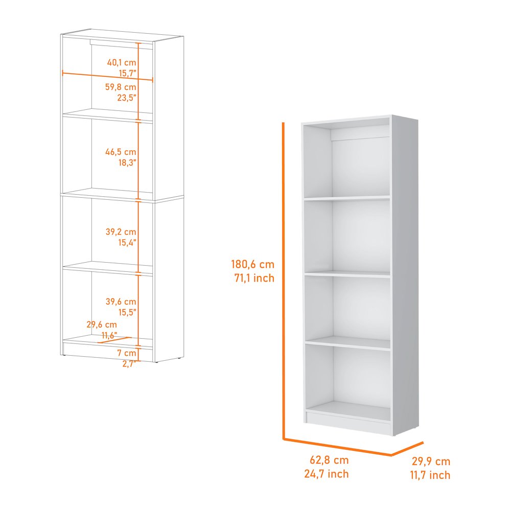 Sutton Bookcase with Tier Storage Shelves, White. Picture 2