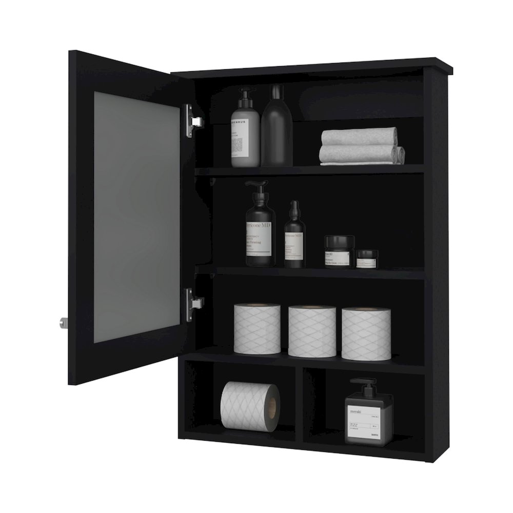 Poston Medicine Cabinet With a Door And Included Mirror, Wenge. Picture 4