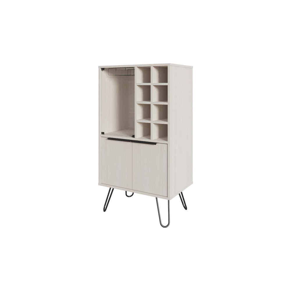 Fairfax Bar Cabinet in melamine with glass rack and wine storage. Picture 1