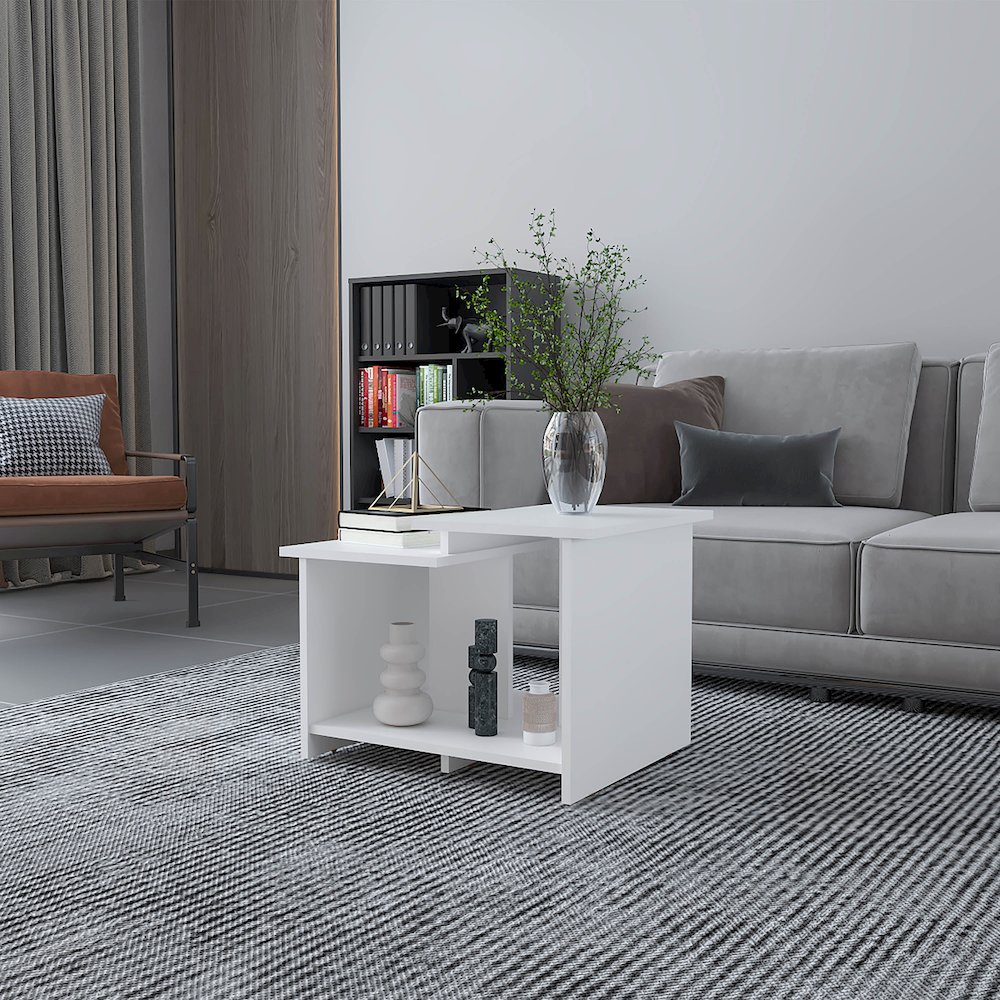 Naco Coffee Table with Open Storage, Melamine Finish, White. Picture 3