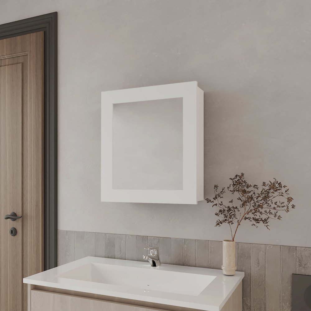 Payson Medicine Cabinet in Melamine With Included Mirror, White. Picture 7