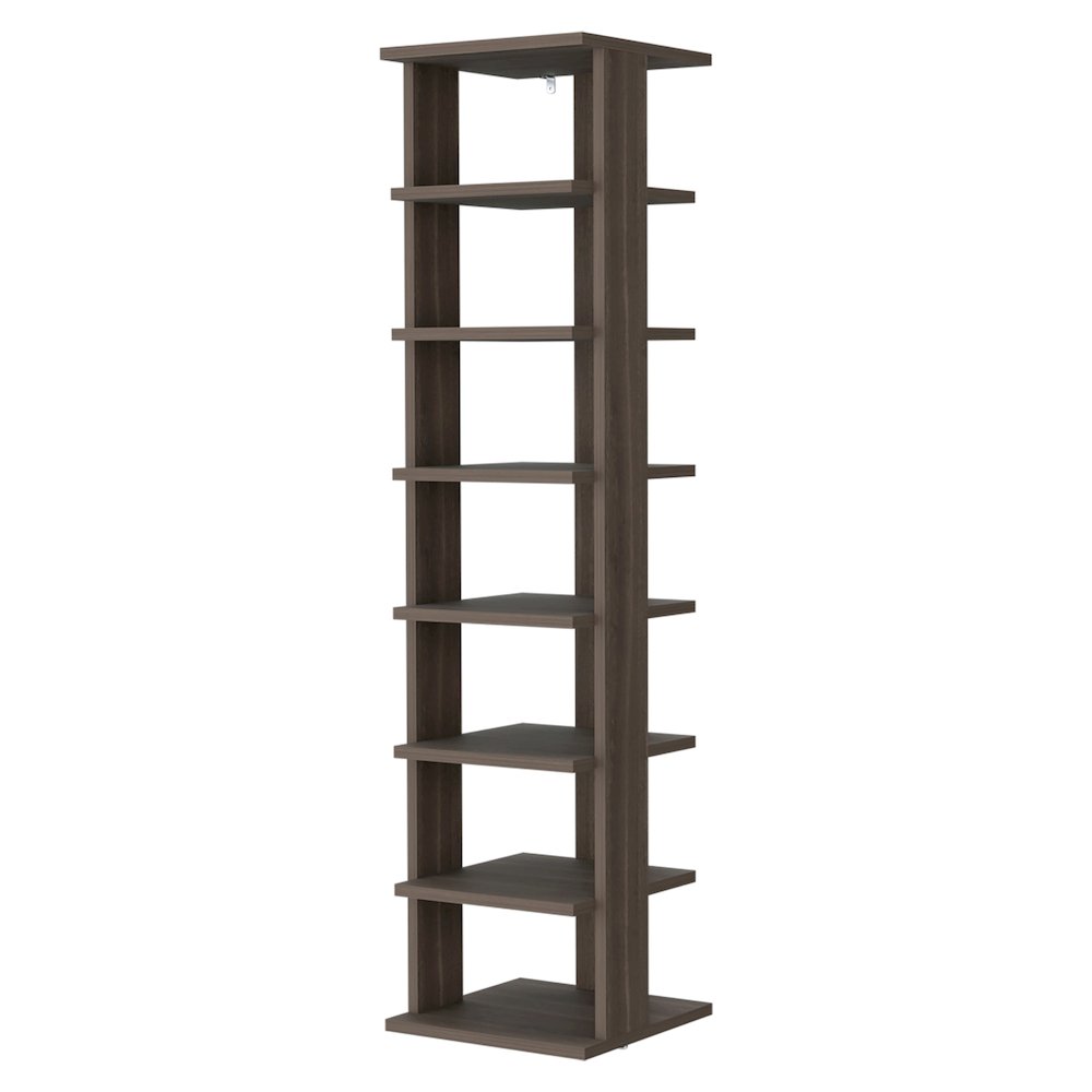 7-Tier Vertical Shoe Rack, Freestanding Organizer with Open Shelves, Gray Walnut. Picture 1