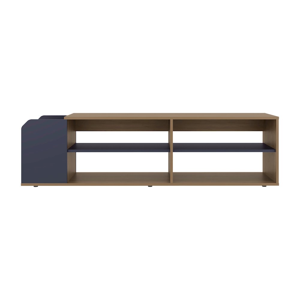 Modern TV Stand, Entertainment Console with Open Shelves, Navy blue. Picture 4