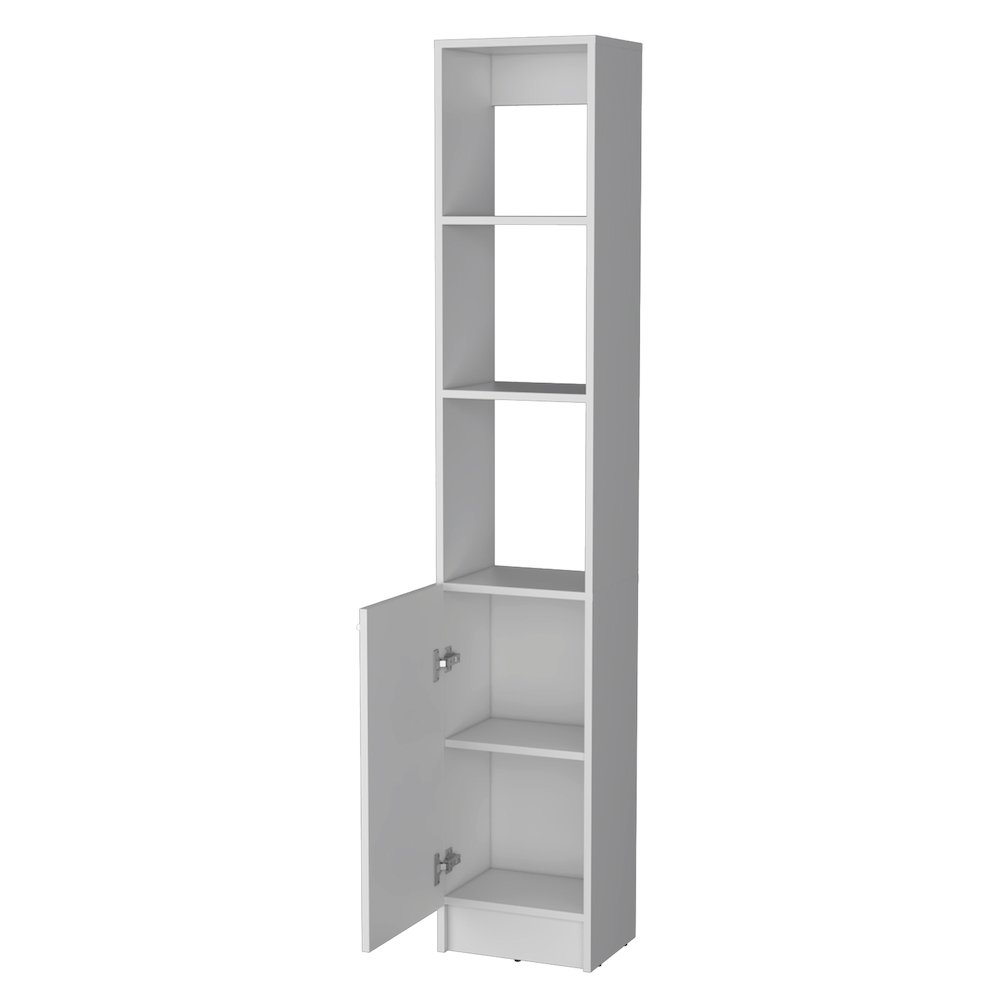 Brenda Linen Cabinet with 1 door, 3 open shelves and 2 hidden shelves. Picture 2