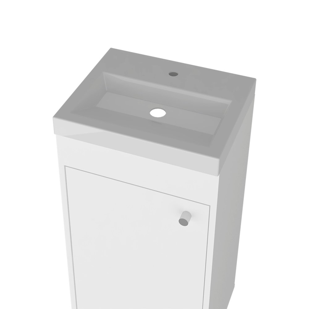Oracle Bathroom Vanity, Single Door, Two Storage Shelves, White. Picture 5