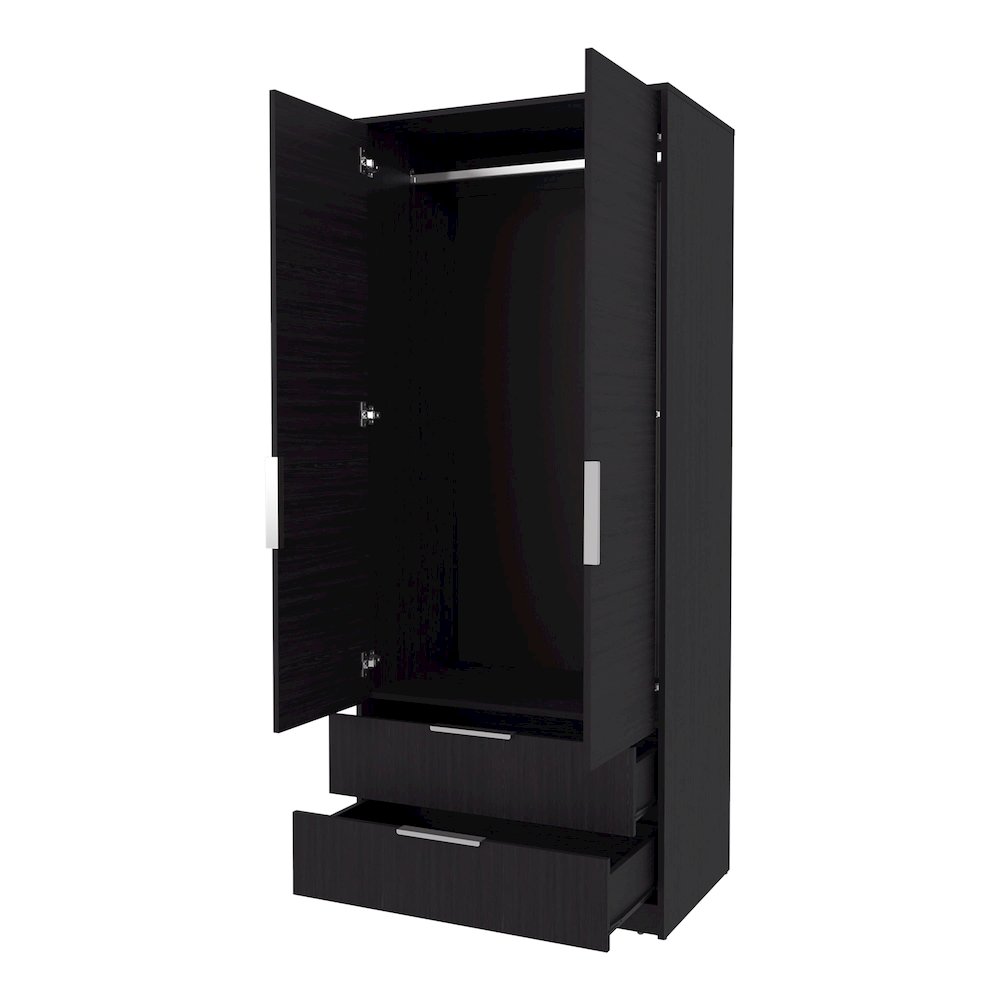 Forest 2 Door Wardrobe with Hanging Rod and 2 Drawers, Wengue. Picture 3