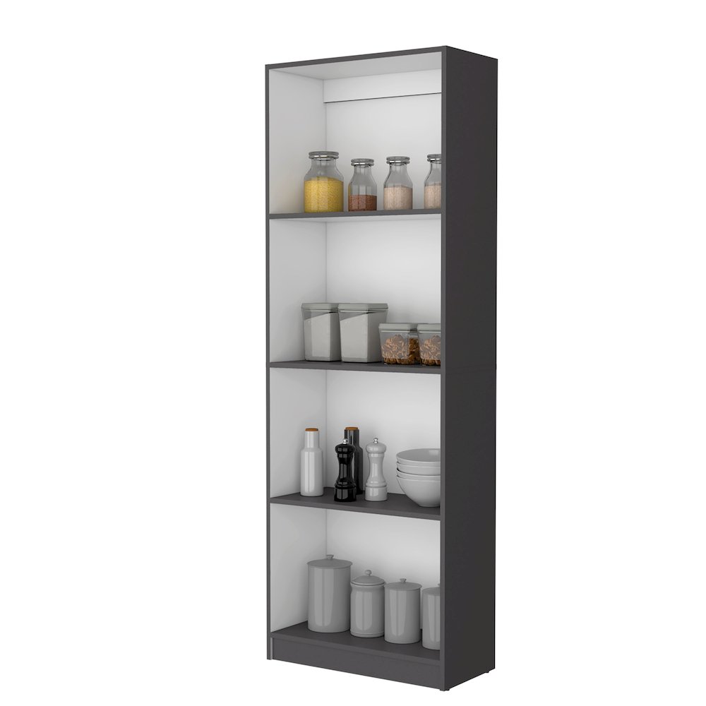Sutton Bookcase with Tier Storage Shelves, Matt Gray / White. Picture 5