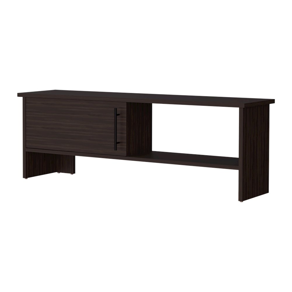 Rock Point Entertainment Center with a Door and Open Storage,  Stained Walnut. Picture 1