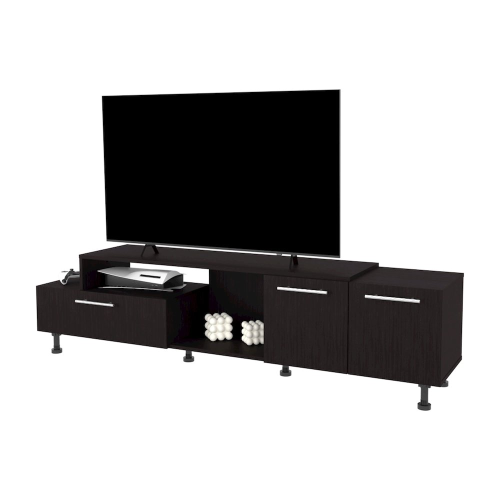 Drop-Down Door, Adjustable Legs, Open Storage, and Two Side Cabinets, Wengue. Picture 8