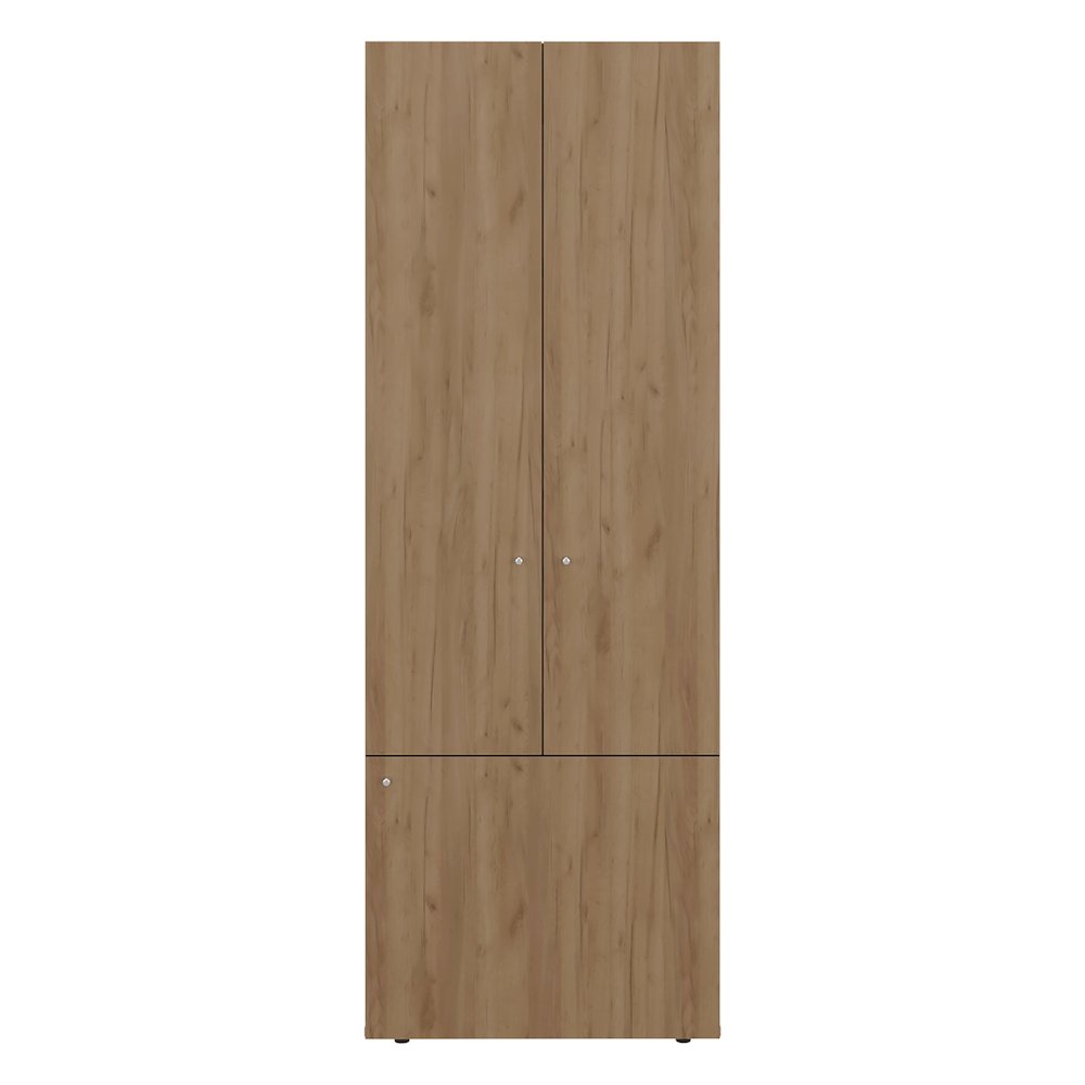 3-Door Tall Wardrobe Cabine 4 Shelves–Freestanding Storage Armoire, Natural Oak. Picture 1