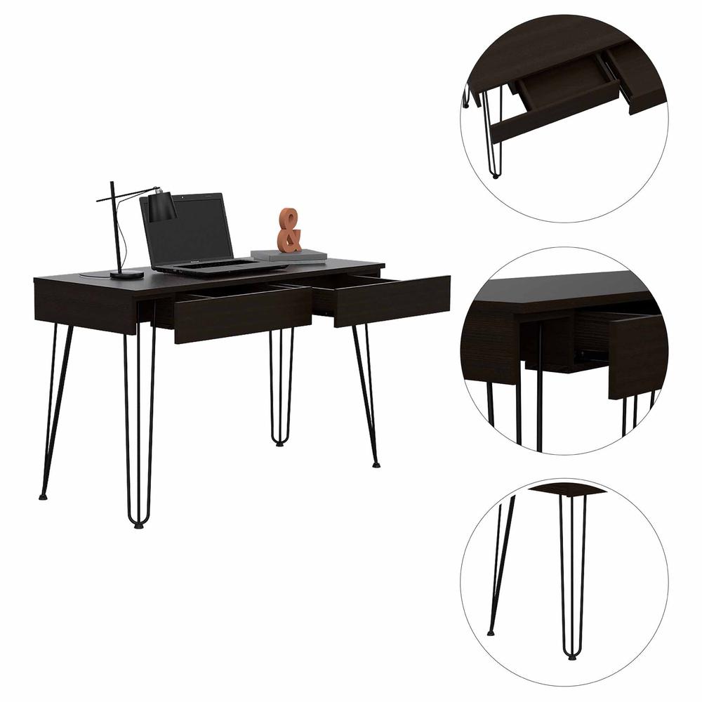 Oakland Writing Desk with Two Drawers and Hairpin Legs. Picture 5