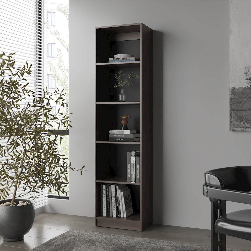 Beaver Balley Bookcase with Open Storage and 5 Shelves, Stained Walnut. Picture 3