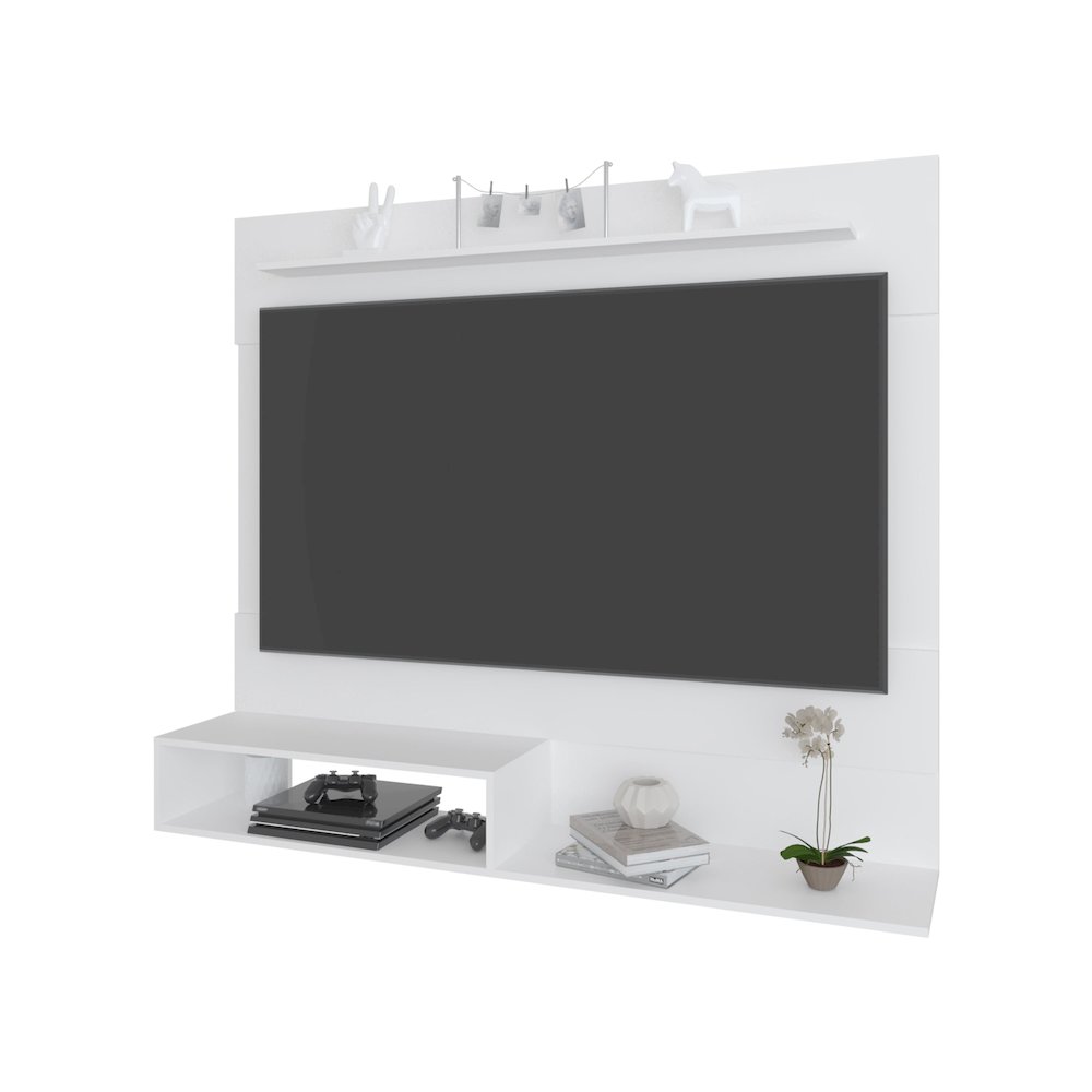 Irmo Wall-Mounted Entertainment Center with Shelves, White. Picture 4