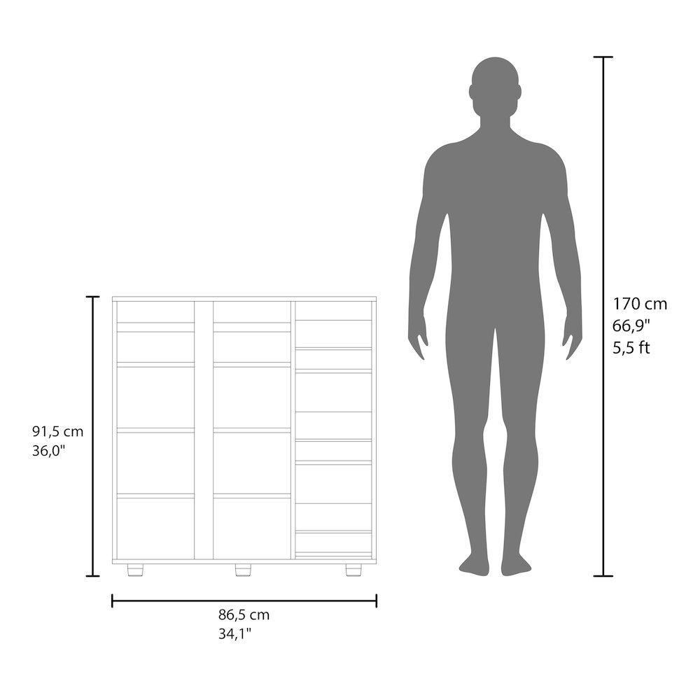Shoe Storage Cabinet, 2 Doors, 8  Enclosed Shelves, 3 Open Side Shelves, White. Picture 6