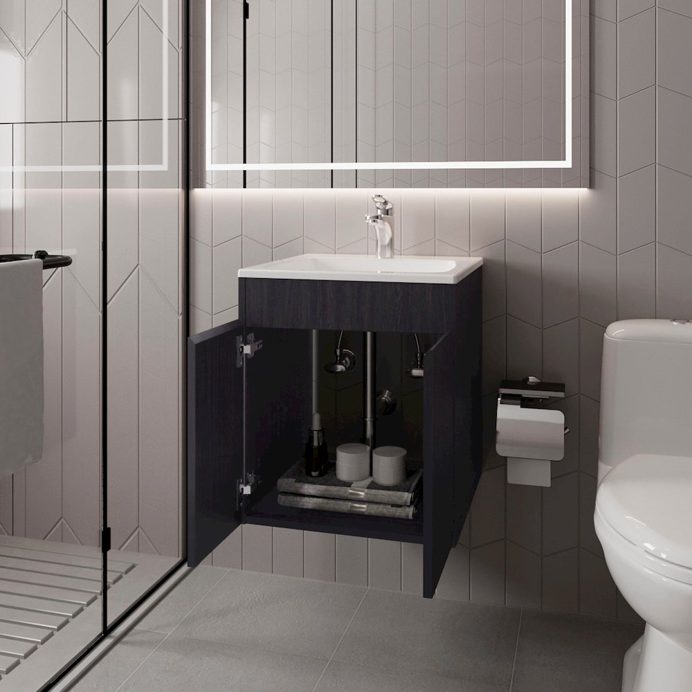 Shoshoni Bathroom Vanity with two Doors, Wengue. Picture 3