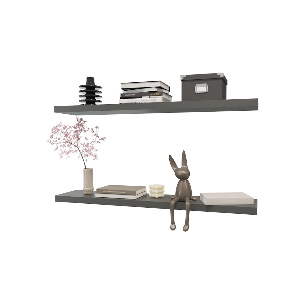 Greer Floating Shelf in Melamine x2, Grey. Picture 3