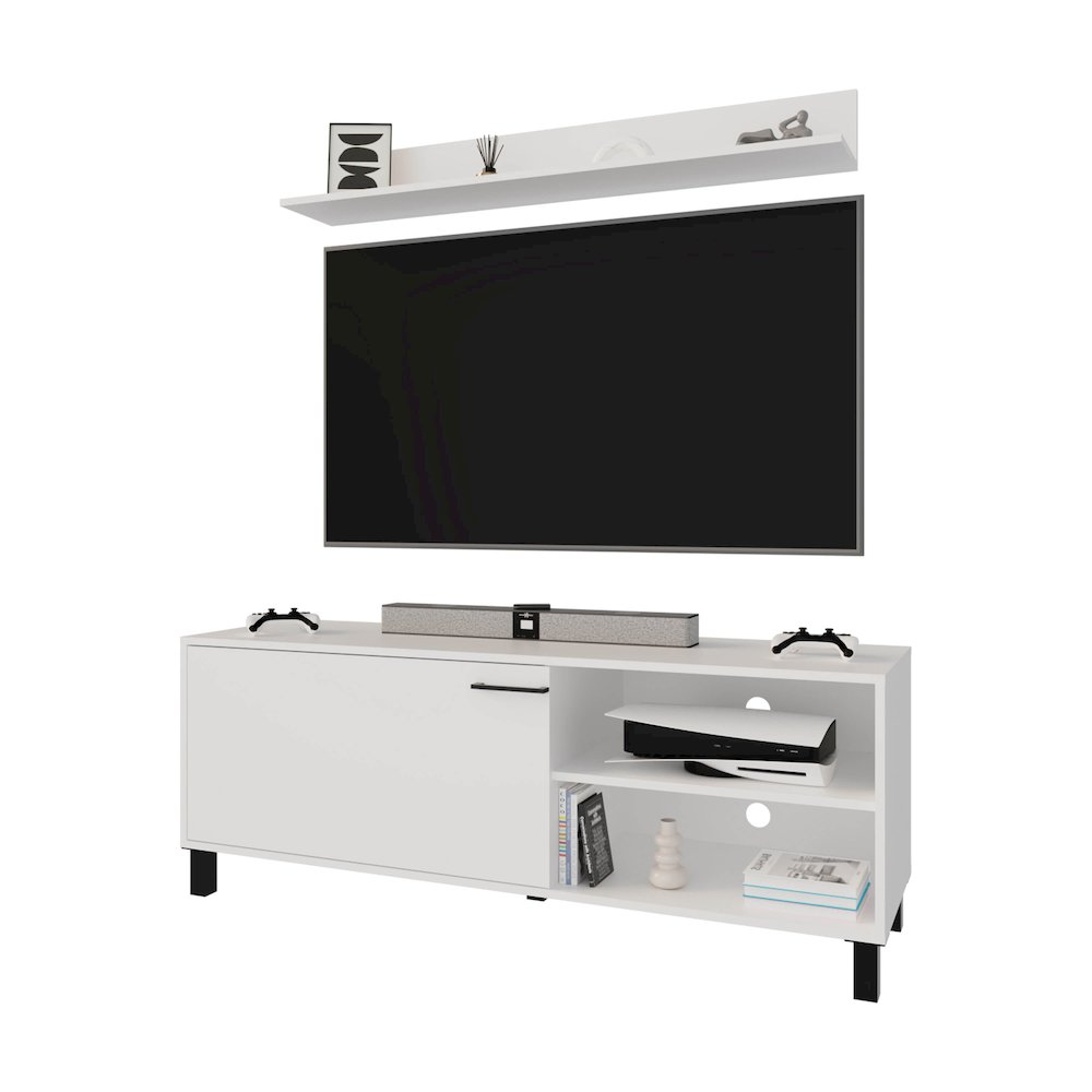 TV Stand 65" in melamine with Open Storage,pneumatic arms and 1 Door. Picture 5