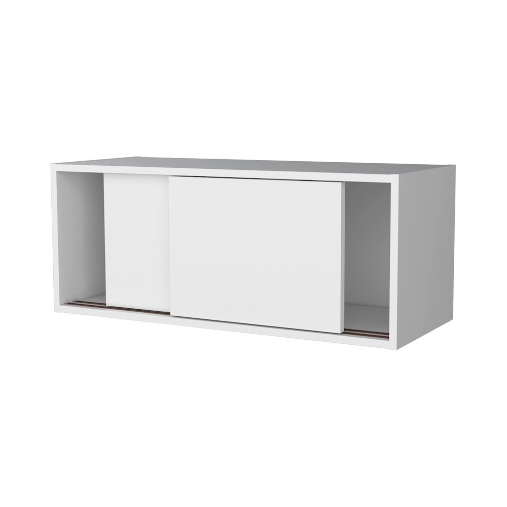 Anegam Floating Cabinet with Sliding Door, White. Picture 5