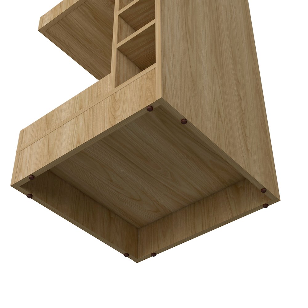 Lamer Corner Bar Cabinet with Wine Rack and Open Shelf, Natural Oak. Picture 7