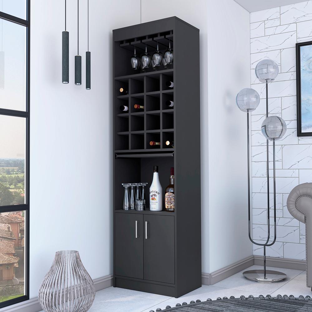 Myers  Bar Cabinet, Two Shelves, Double Door Cabinet, Six Built-in Wine Rack. Picture 4