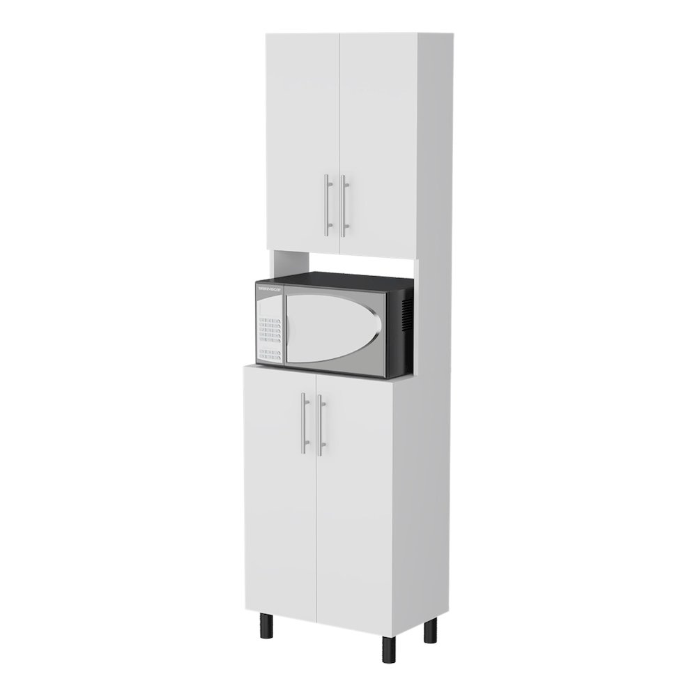 Ko Vaya Double Cabinet Kitchen Pantry with Open Storage, White. Picture 8