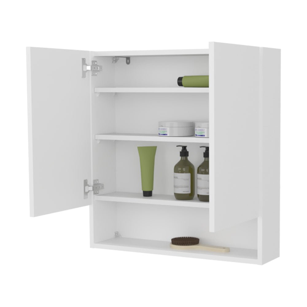 Wall-Mounted Medicine Cabinet, Two Doors, Three Interior Shelves,  White. Picture 6