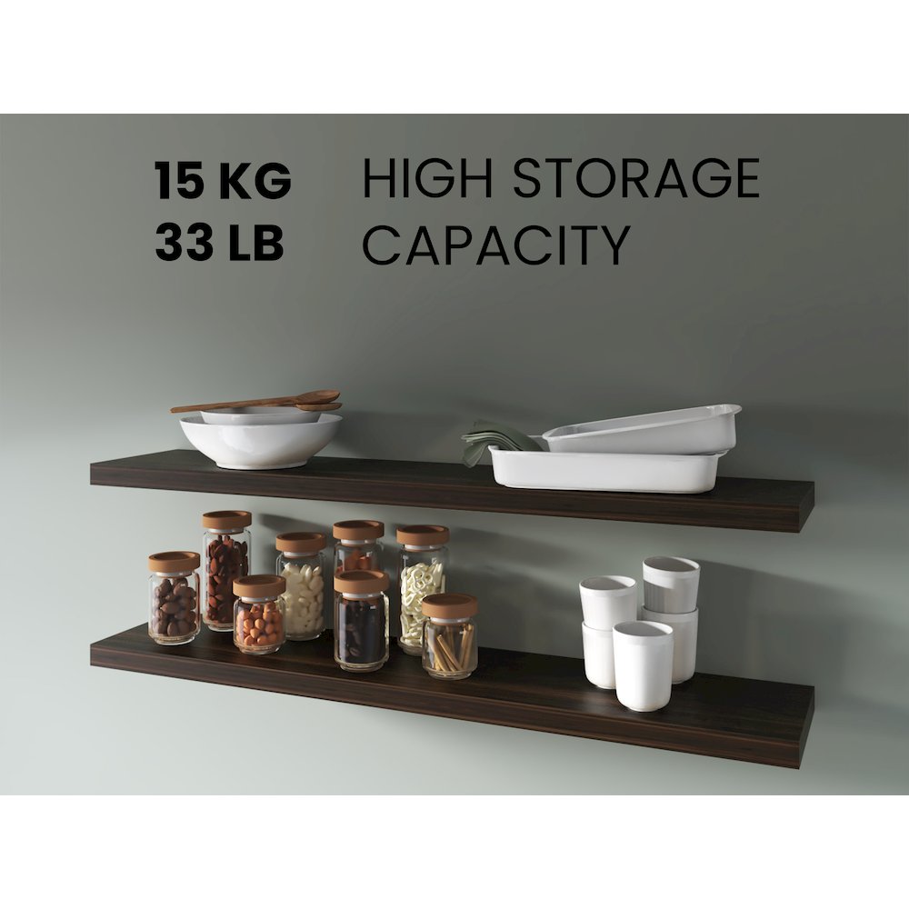 Greer Floating Shelf in Melamine x2, Dark Oak. Picture 1