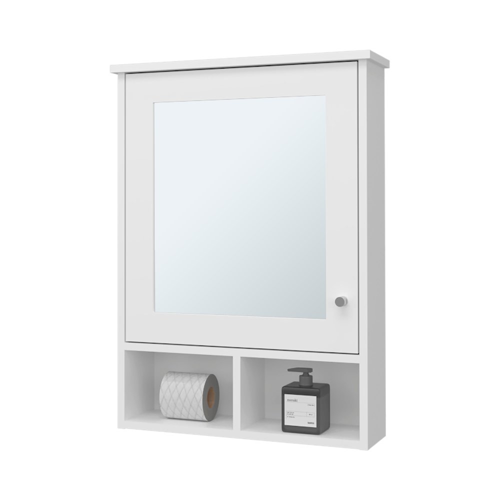 Poston Medicine Cabinet With a Door And Included Mirror, White. Picture 4