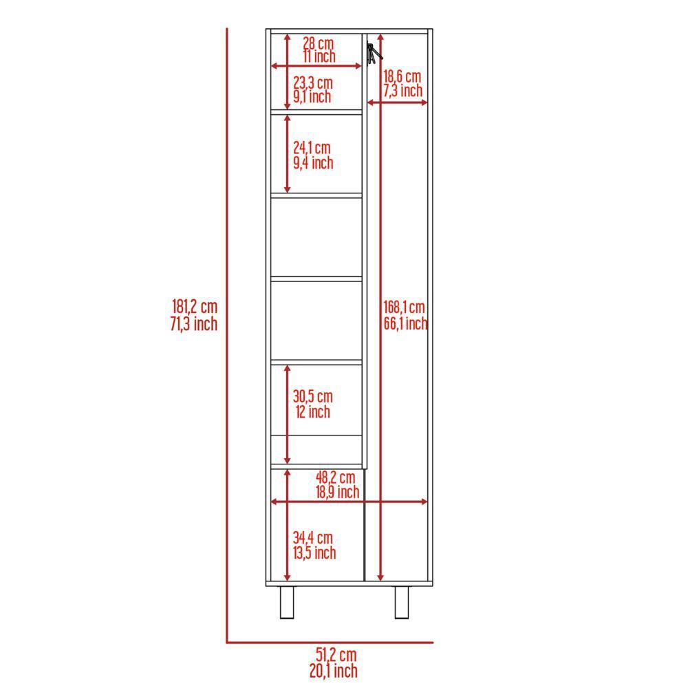 Norway Broom Closet Pantry, Five Shelves, Double Door Cabinet, Four Legs. Picture 2