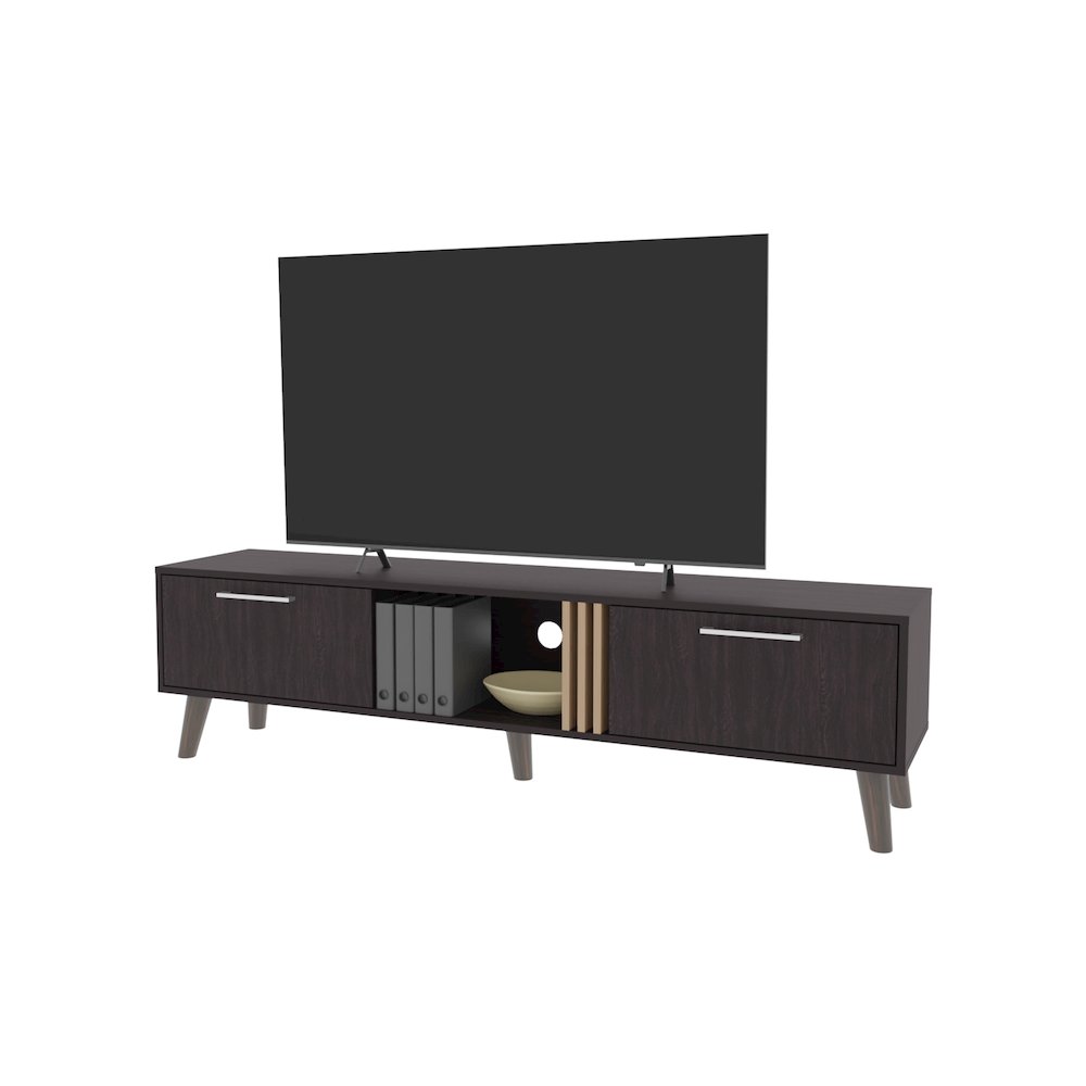 Dragon Tv Stand with 2 Doors and Open Storage, Wengue. Picture 8